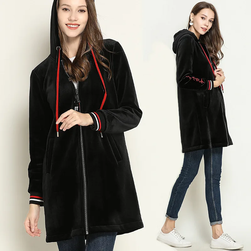 Spring Long designe Thicker velvet Jacket For Women Hoodies with hood New Autumn Large Golden Velvet Sanitary pius size M-5XL
Spring Long designe Thicker velvet Jacket For Women Hoodies with hood New Autumn Large Golden Velvet Sanitary pius size M-5XL