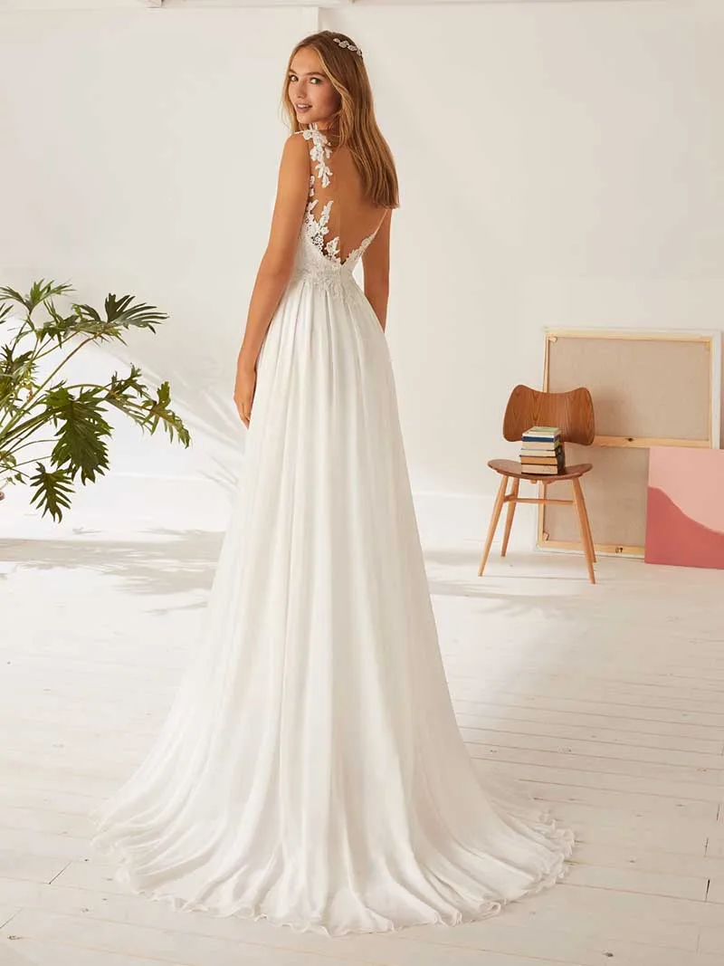 Chiffon A Line Wedding Dress Lace Elegant Backless Boho Bride Dress 2019 Lace Beach Wedding Gowns Vestido De Novia Floor Length
Chiffon A Line Wedding Dress Lace Elegant Backless Boho Bride Dress 2019 Lace Beach Wedding Gowns Vestido De Novia Floor Length