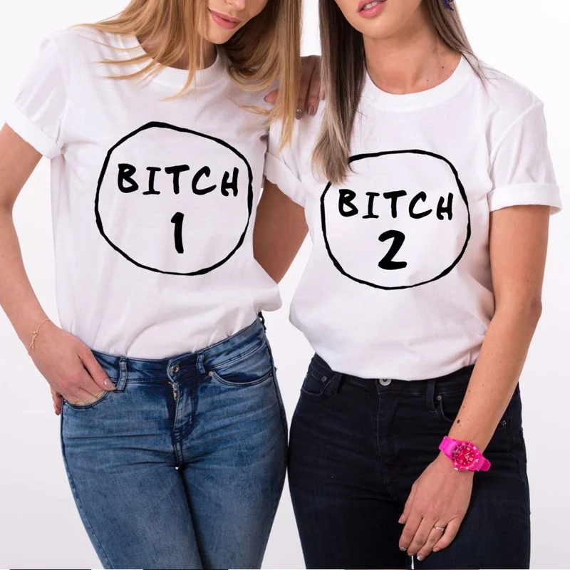 Bitch1 Bitch 2 Matching Best Friends T-shirt Besties Bitches BFF Graphic Shirt Women Tumblr Hipster Cotton Short Sleeve Tee Tops
Bitch1 Bitch 2 Matching Best Friends T-shirt Besties Bitches BFF Graphic Shirt Women Tumblr Hipster Cotton Short Sleeve Tee Tops