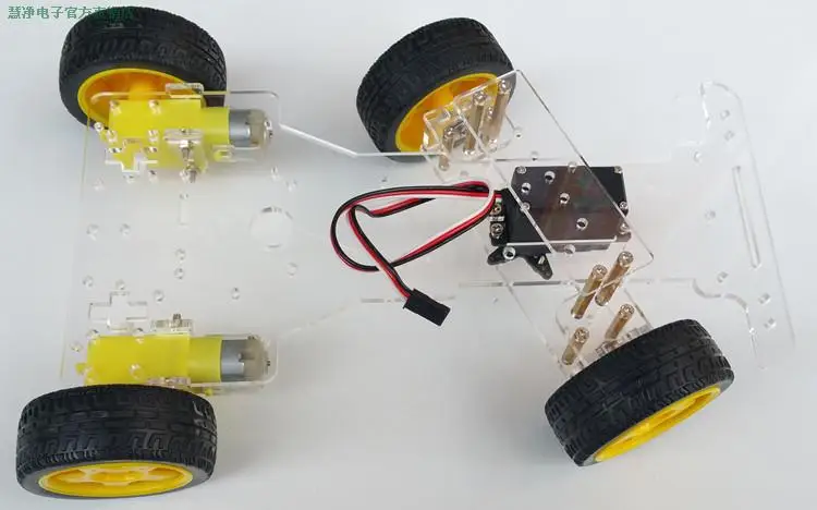 Фото Робот шасси автомобиля 4 колеса 2 двигателя для Arduino набор игрушек на
