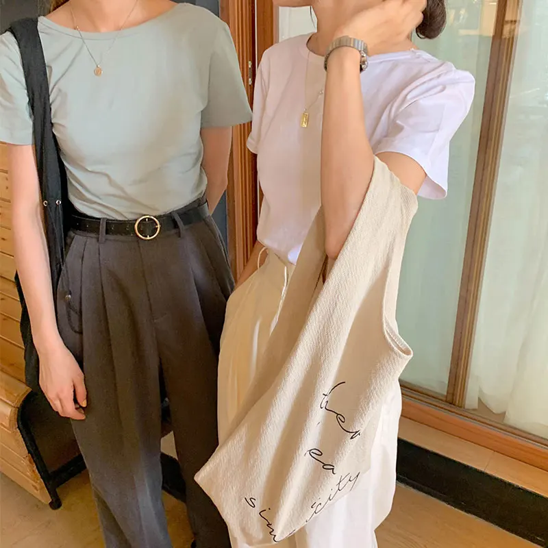 6 col2019 Summer preppy style solid color Short Sleeve slim tshirt Women Harajuku tee shirt Femme Korean Clothes(X541)
6 col2019 Summer preppy style solid color Short Sleeve slim tshirt Women Harajuku tee shirt Femme Korean Clothes(X541)