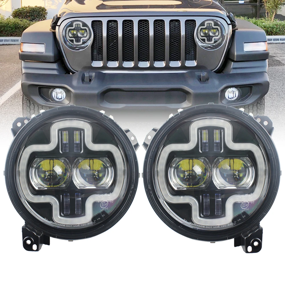 9inch Round LED Headlight with white halo hi-low beam and JL connector plug in play for 2018 Jeep Wrangler JL Sports/Sport S
9inch Round LED Headlight with white halo hi-low beam and JL connector plug in play for 2018 Jeep Wrangler JL Sports/Sport S