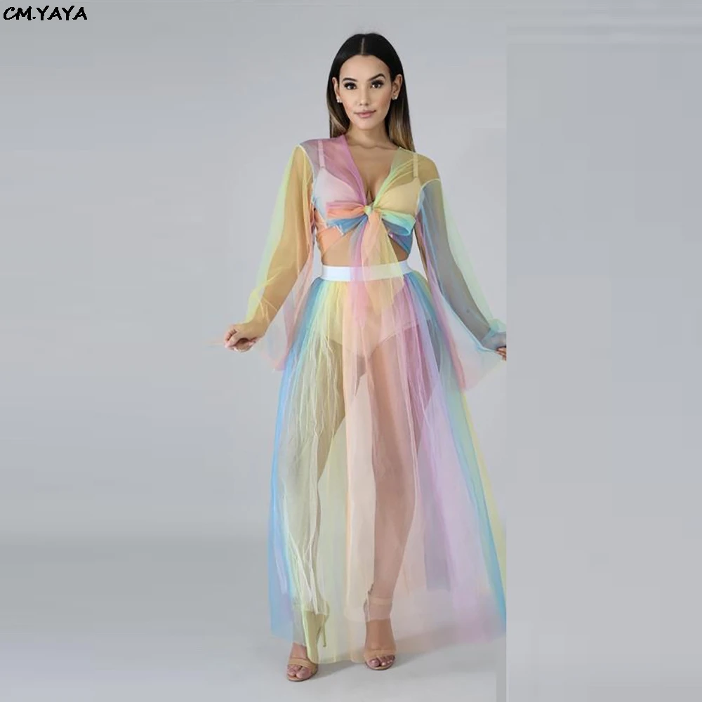2019 women summer beach rainbow print mesh see though sexy tie up crop top maxi big swing skirts suit 2pcs sexy set dress 9038
2019 women summer beach rainbow print mesh see though sexy tie up crop top maxi big swing skirts suit 2pcs sexy set dress 9038