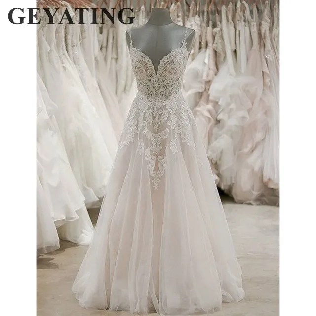 Vintage Lace Beach Boho Wedding Dress 2019 Sexy Spaghetti Strap Backless A Line Sweep Train Long Bridal Gowns Robe De Mariee
Vintage Lace Beach Boho Wedding Dress 2019 Sexy Spaghetti Strap Backless A Line Sweep Train Long Bridal Gowns Robe De Mariee