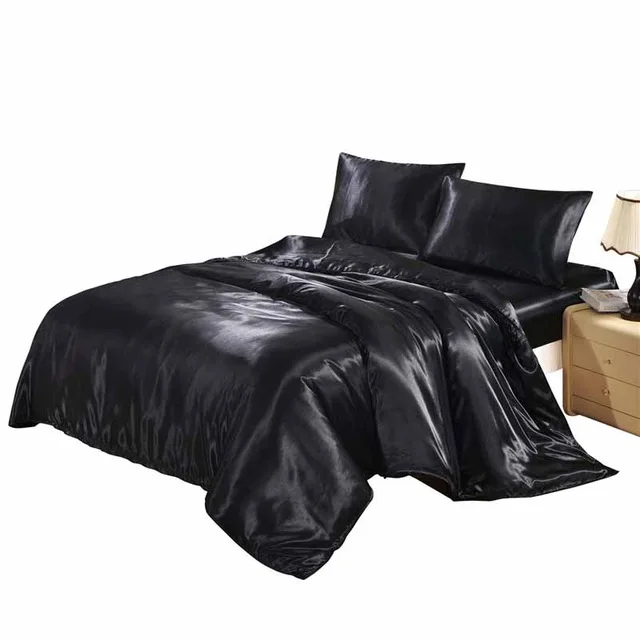 Фото Пододеяльник на молнии Стёганое одеяло сплошной Цвет черный Расширенный