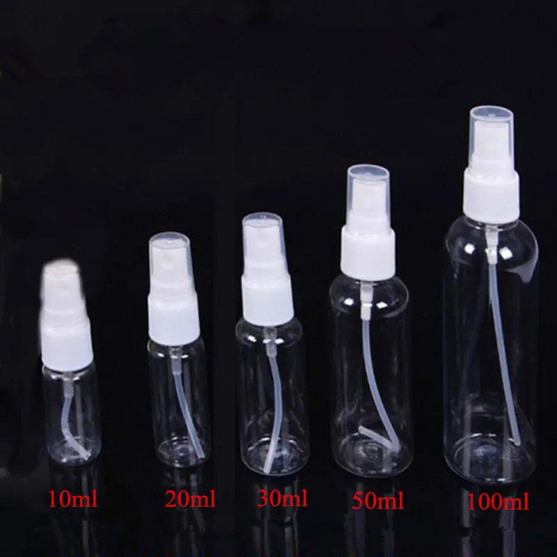 Transparent Plastic Spray Bottle Repeated use Perfume PET Bottle with Spray Pump free shipping