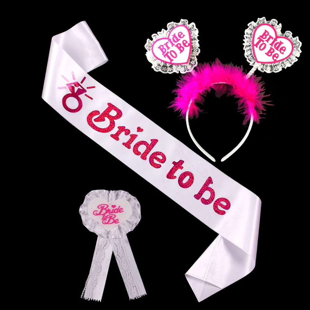 Wedding ribbon glitter letters Bride to be Bridesmaid Party girl feature bacheorette sash with headband and Brooch as a set
Wedding ribbon glitter letters Bride to be Bridesmaid Party girl feature bacheorette sash with headband and Brooch as a set