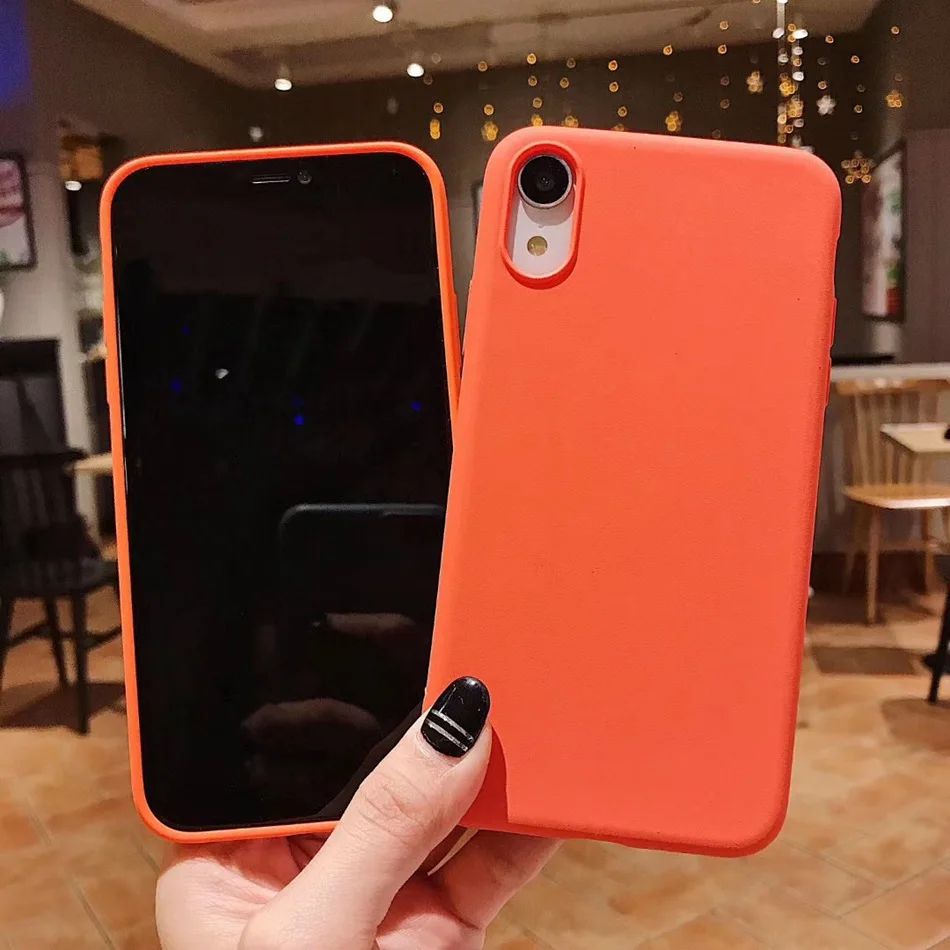 

For iphone 8 6s Plus 5s SE Case Fashion Orange Back Cover For iphone 7 Plus XS Mas XR Case Cute Print Matte Soft TPU Phone Case