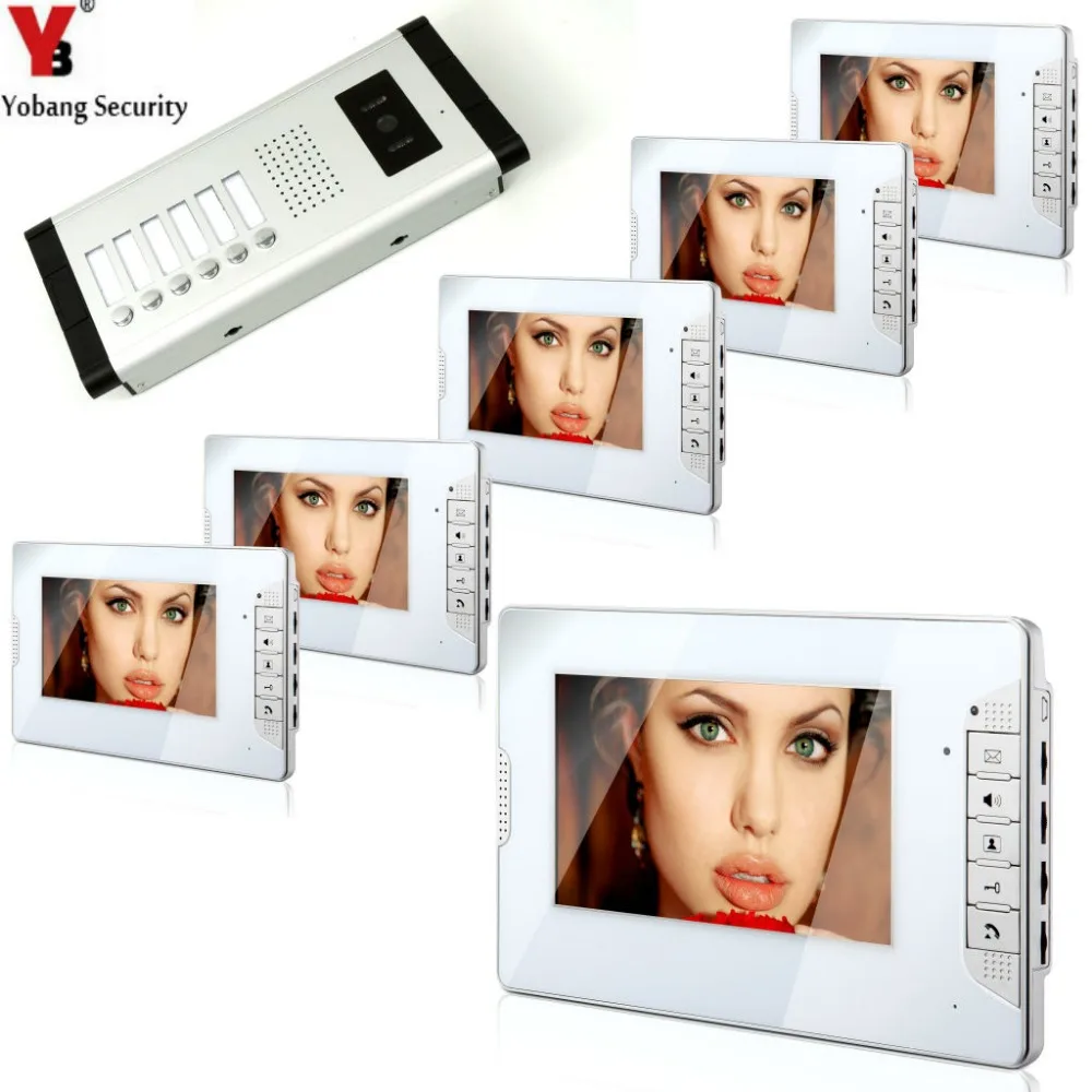 Yobang Security Home Visual Intercom 7'Inch Monitor Video Doorbell Intercom Speakerphone Camera System For 6 Unit Apartment
Yobang Security Home Visual Intercom 7'Inch Monitor Video Doorbell Intercom Speakerphone Camera System For 6 Unit Apartment