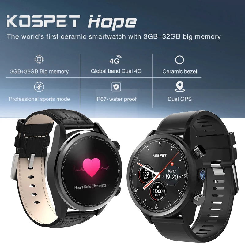 Kospet Hope Smartwatch 3GB 32GB 8.0MP Camera 4G 1.39''AMOLED Android Smart Watch Phone GPS Sim Watch IP67 Waterproof PK Zeblaze
Kospet Hope Smartwatch 3GB 32GB 8.0MP Camera 4G 1.39''AMOLED Android Smart Watch Phone GPS Sim Watch IP67 Waterproof PK Zeblaze