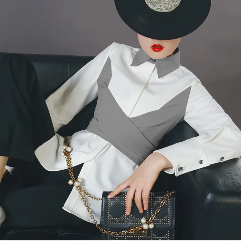 LANMREM 2019 New Fashion Contrast Color Patchwork Cross Shirt For Women Female's Long Sleeve Black White Blose Vestido YG360
LANMREM 2019 New Fashion Contrast Color Patchwork Cross Shirt For Women Female's Long Sleeve Black White Blose Vestido YG360