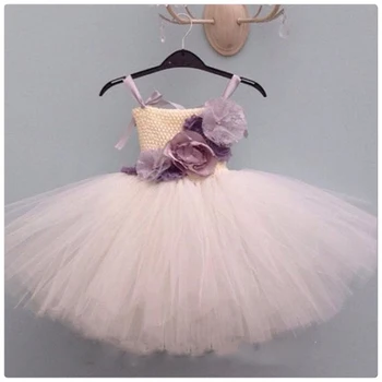 

Ivory Flower Girl Dress Vintage Inspired Shabby Chic Flowers Birthday Party Tutu Dress Kids Wedding Bridesmaid Formal Clothes