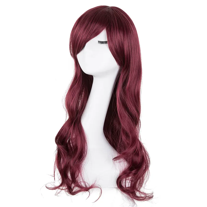 

Burgundy Wig Fei-Show Synthetic Heat Resistant Fiber Long Curly Inclined Bangs Hair Female Women Costume Cos-play Hairpiece