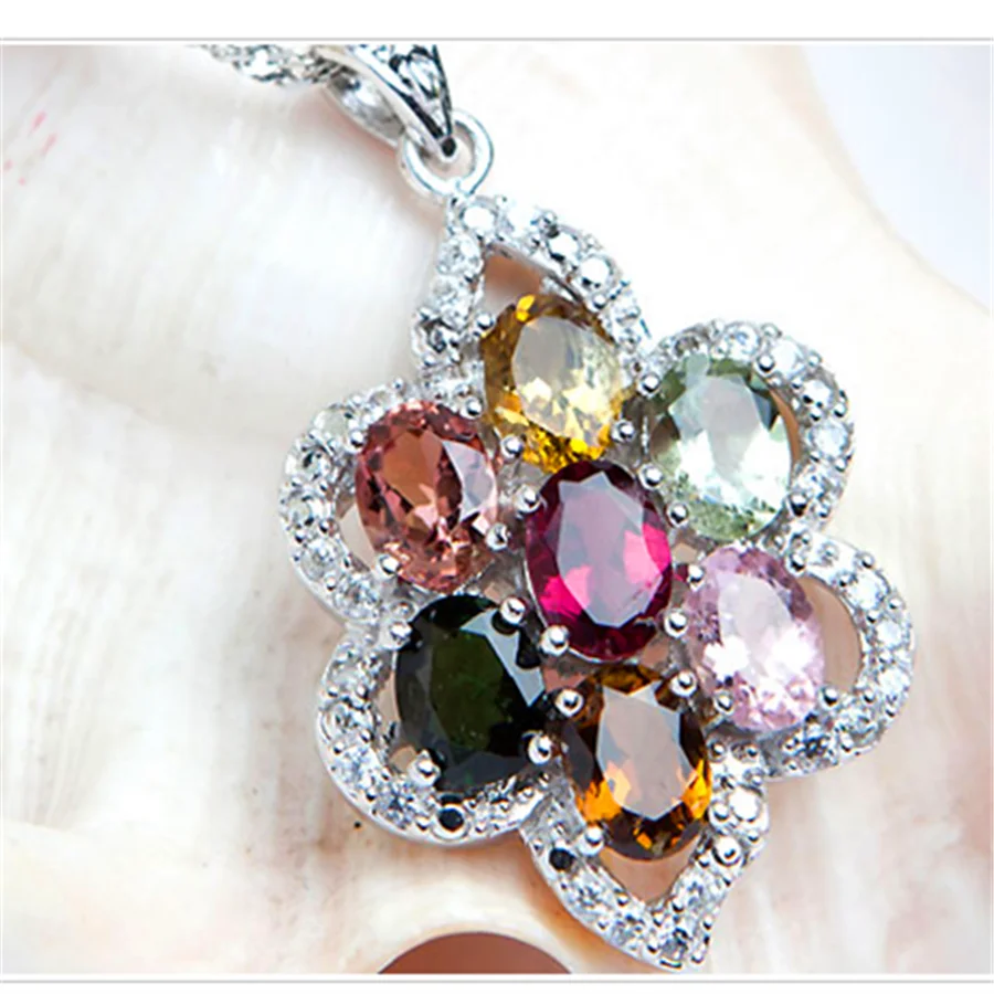 26*9*3.5mm Silver Jewelry Round Flower Shaped Bead Pendant Fashion Natural Tourmaline Stone Women's Necklace Crystal Pendant
26*9*3.5mm Silver Jewelry Round Flower Shaped Bead Pendant Fashion Natural Tourmaline Stone Women's Necklace Crystal Pendant