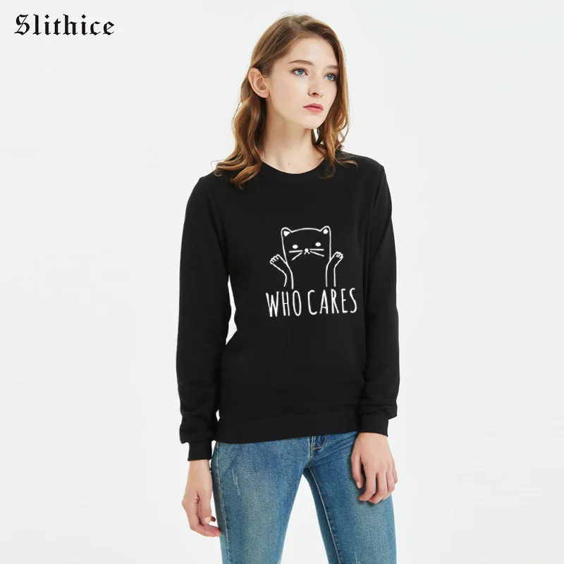 Slithice WHO CARES Cat Print Sweatshirts Top Women Long sleeve harajuku sudadera mujer streetwear Woman Sweatshirt Hoodies
Slithice WHO CARES Cat Print Sweatshirts Top Women Long sleeve harajuku sudadera mujer streetwear Woman Sweatshirt Hoodies