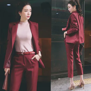 Korean Women Autumn Fashion 2 Piece Sets Long Sleeve Blaze And Pencil Pants Elegant Office Female Pant Suit Work Business Set 
Korean Women Autumn Fashion 2 Piece Sets Long Sleeve Blaze And Pencil Pants Elegant Office Female Pant Suit Work Business Set
