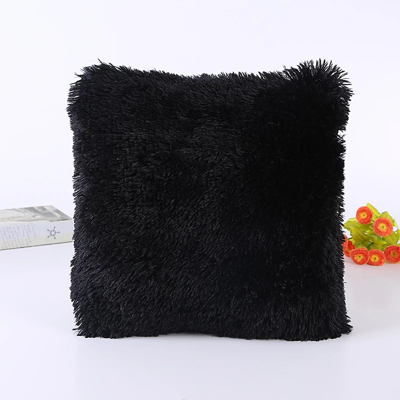 Cushion Cover New Fashion Colorful Decor Fur Soft Decorative Sofa Bed Home Car Seat Pillow Case Solid Elegant Decoration 43*43cm 9