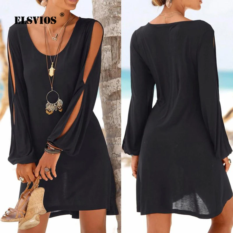ELSVIOS Women Casual O-Neck Hollow Out Sleeve A-Line Dress Summer Beach Style Solid Mini Dress New Lantern Sleeve Ladies Dresses
ELSVIOS Women Casual O-Neck Hollow Out Sleeve A-Line Dress Summer Beach Style Solid Mini Dress New Lantern Sleeve Ladies Dresses