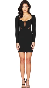 Top Quality Black Long Sleeve Hollow Out Rayon Bandage Dress Evening Party Dress
Top Quality Black Long Sleeve Hollow Out Rayon Bandage Dress Evening Party Dress