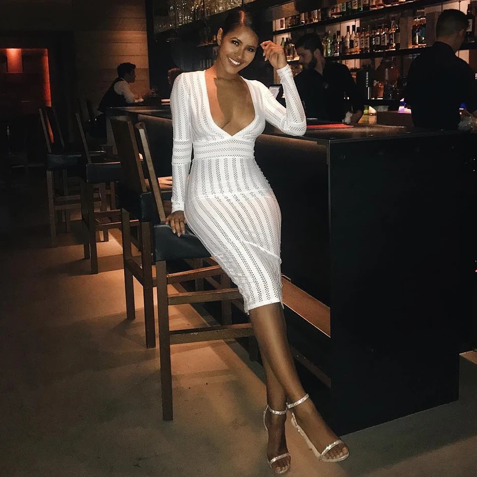 Adyce-2018-New-Summer-Bandage-Dress-Women-Vestidos-Sexy-Long-Sleeve-White-V-Neck-Midi-Club (3)