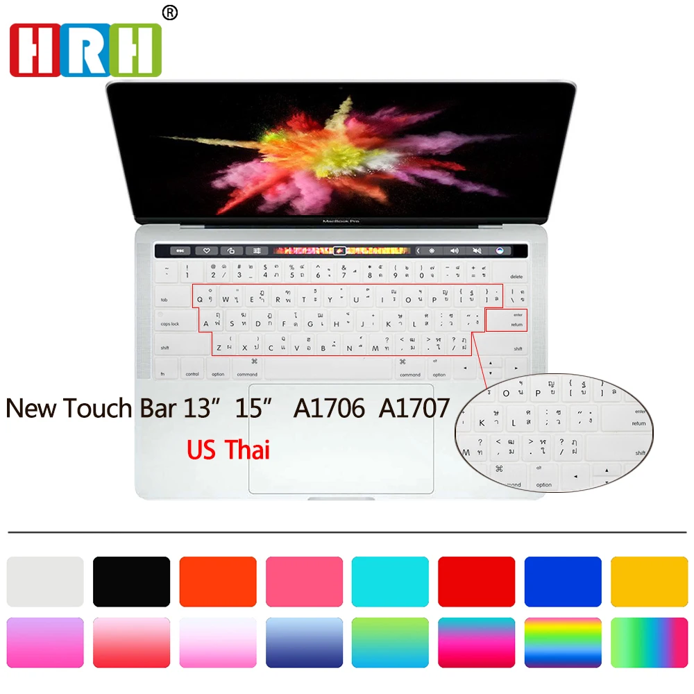HRH Thai/English Dust Proof Silicone Keyboard Covers Skins Protector for Mac New Pro Touch Bar 13.3" A1706 A2159 15.4"A1707A1990
HRH Thai/English Dust Proof Silicone Keyboard Covers Skins Protector for Mac New Pro Touch Bar 13.3" A1706 A2159 15.4"A1707A1990