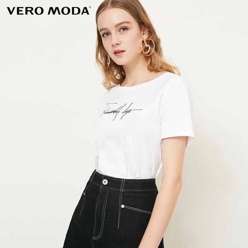 

Vero Moda 2019 New Fashion regular o-neck letter decoration women top |318201516