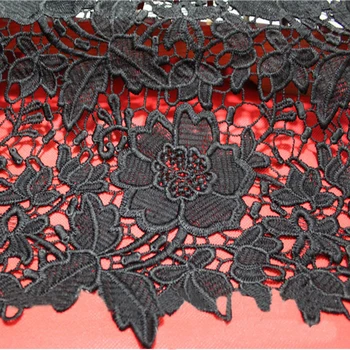 Black Burgundy Floral Embroidery Chemical Lace Material Dress Wedding Gowns Fashion Lacey Guipure Fabric Tecido