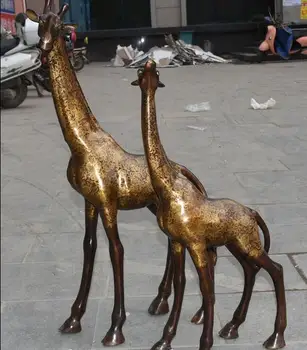 33" Unique Marked China Bronze Gilt Double Sika Deer Kid Giraffe Pair Statue
33" Unique Marked China Bronze Gilt Double Sika Deer Kid Giraffe Pair Statue