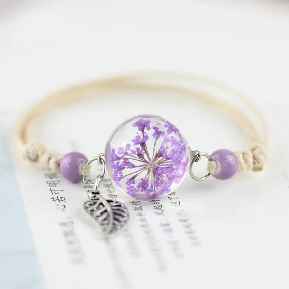 2019 New Arrival Elegant Style Dried Flower Plant Specimen Glass Ball Bracelet For Woman Valentine's Day Present
2019 New Arrival Elegant Style Dried Flower Plant Specimen Glass Ball Bracelet For Woman Valentine's Day Present
