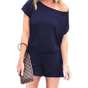 New Women's Single Shoulder Short Sleeve Jumpsuit Casual Pure Color Playsuit Ladies Sport Fitness Romper Beach Party WearSummer
New Women's Single Shoulder Short Sleeve Jumpsuit Casual Pure Color Playsuit Ladies Sport Fitness Romper Beach Party WearSummer