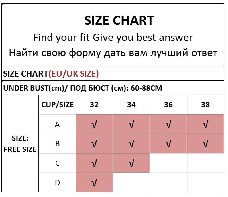 Crochet Bralette Size Chart