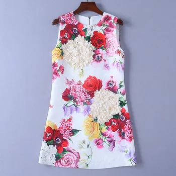 European and American women's dress 2019 spring new style sleeveless stapling Floral print jacquard dress
European and American women's dress 2019 spring new style sleeveless stapling Floral print jacquard dress