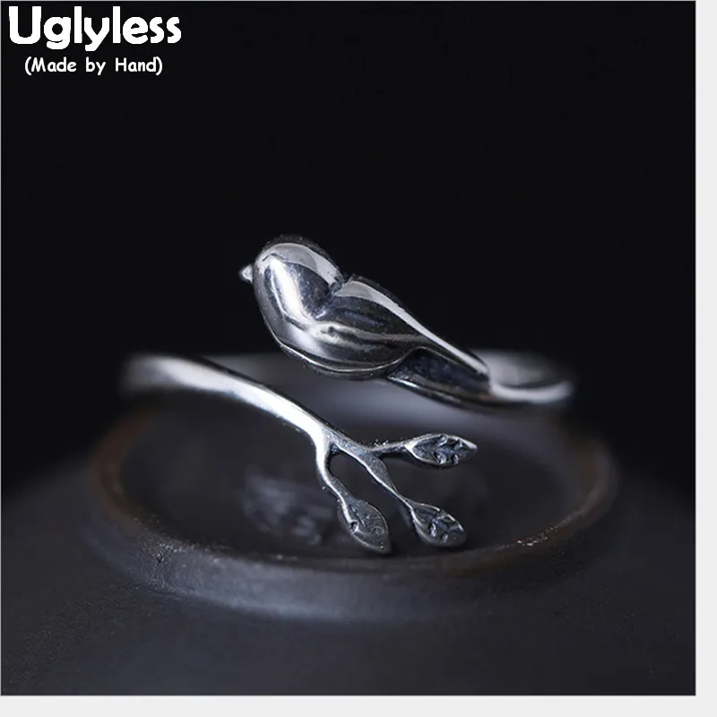 Uglyless 100% Real 925 Sterling Silver Leaves Open Rings for Women Handmade Bird Finger Rings Glossy Birds Bijoux Fine Jewelry
Uglyless 100% Real 925 Sterling Silver Leaves Open Rings for Women Handmade Bird Finger Rings Glossy Birds Bijoux Fine Jewelry