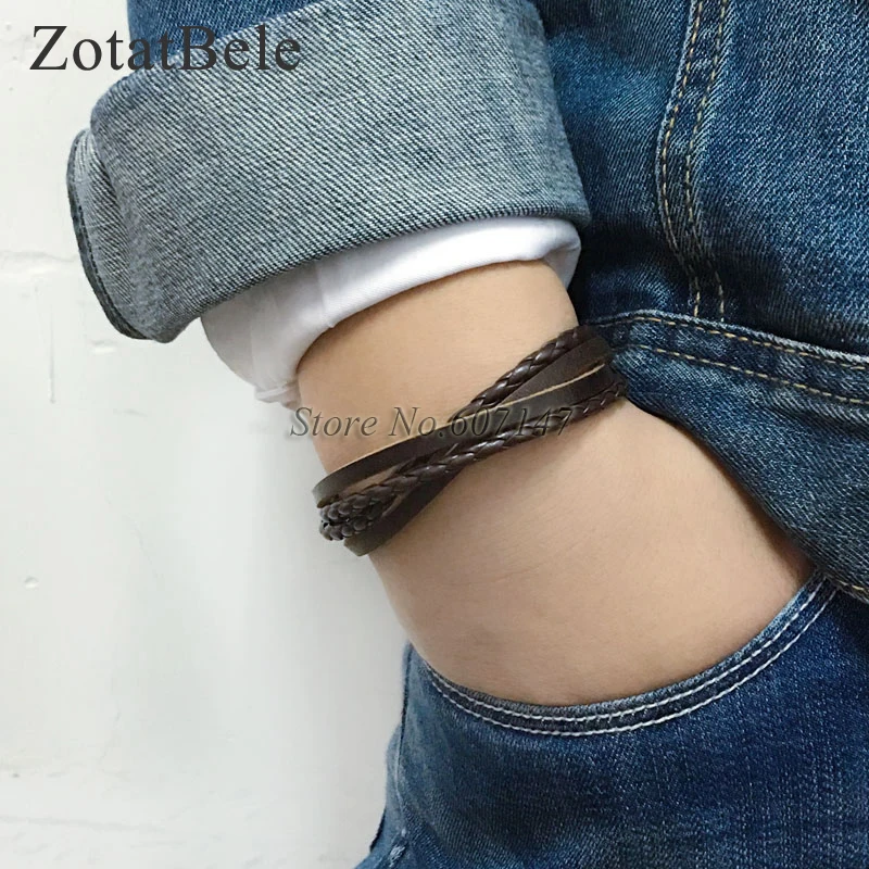 ZotatBele Handmade Bangle pulseira masculina Wrap Brown Retro Genuine Leather Bracelet Men with Braided Rope charm bracelet PT5
ZotatBele Handmade Bangle pulseira masculina Wrap Brown Retro Genuine Leather Bracelet Men with Braided Rope charm bracelet PT5