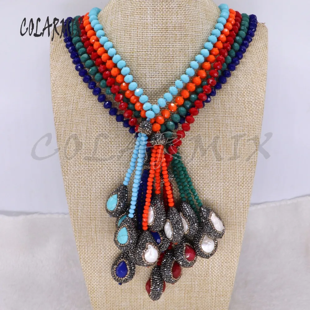 Wholesale Mix color crystal beaded necklace with rhinestone pendant necklace Bohemia jewelry necklace handmade jewelry 3964
Wholesale Mix color crystal beaded necklace with rhinestone pendant necklace Bohemia jewelry necklace handmade jewelry 3964
