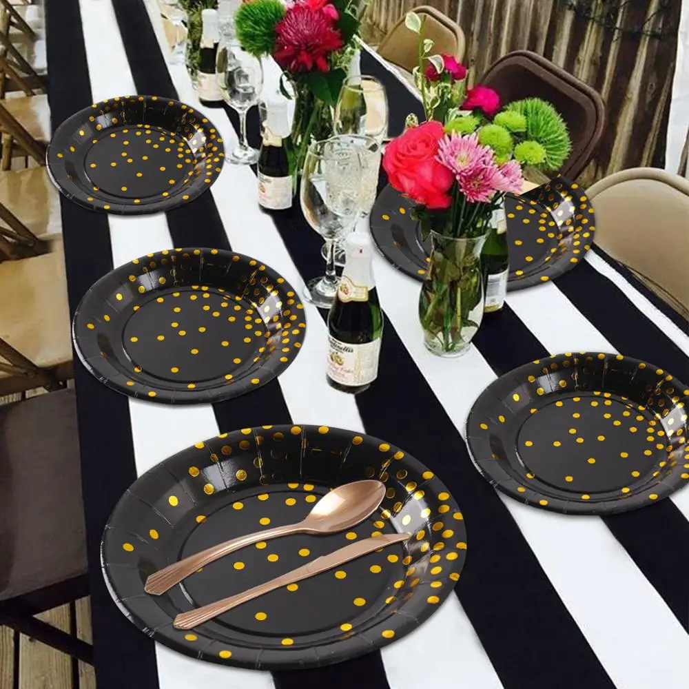QIFU 168pcs Black Hot Stamping Disposable Tableware Disposable Cups Towel Paper Plate Napkins Sets Disposable knife and fork
QIFU 168pcs Black Hot Stamping Disposable Tableware Disposable Cups Towel Paper Plate Napkins Sets Disposable knife and fork
