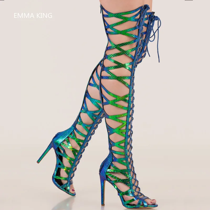 Summer Sexy Snakeskin Stilettos Sandals Shoes Women Thin Heels Hollow Lace Up Fashion Sandalias Mujer Nightclub Ladies Shoes
Summer Sexy Snakeskin Stilettos Sandals Shoes Women Thin Heels Hollow Lace Up Fashion Sandalias Mujer Nightclub Ladies Shoes
