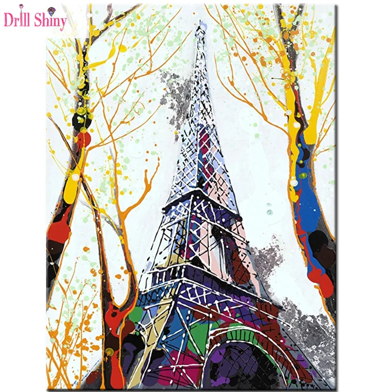 Фото Алмазная вышивка 5D сделай сам картина Эйфелева башня красивая - купить