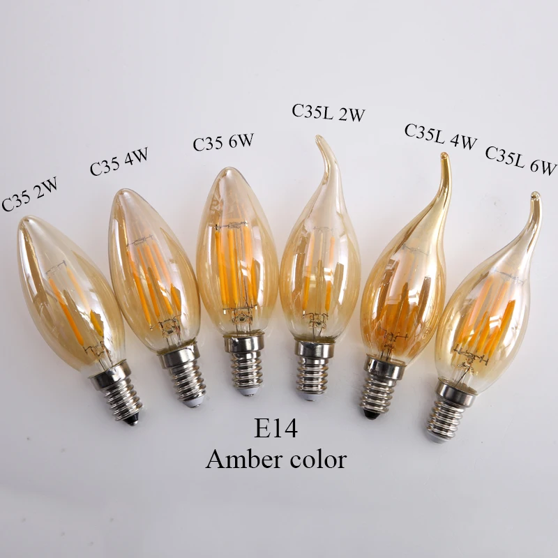 2 Вт 4 6 8 Античная Ретро винтажная Светодиодная лампа Эдисона E27/E14