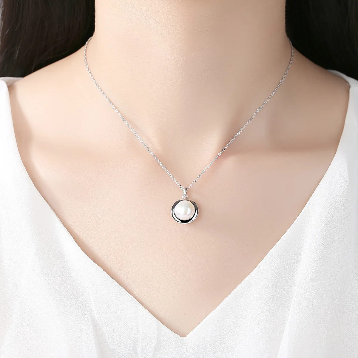 S925 Sterling Silver Necklace Pendant Natural Pearl Necklace Simple Ladies Necklace 
S925 Sterling Silver Necklace Pendant Natural Pearl Necklace Simple Ladies Necklace