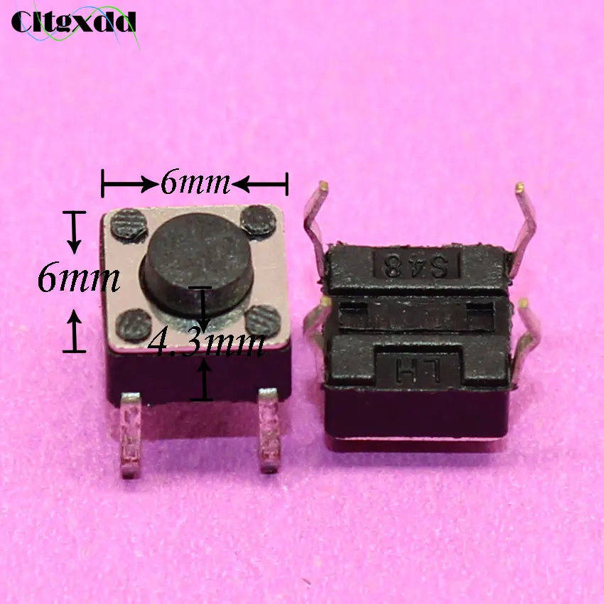 Cltgzdd 1 ~ 100 шт 4pin 6*6*4 3 мм панель PCB мгновенный тактильный Такт Кнопка Микро