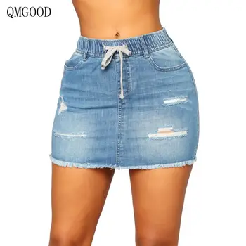 QMGOOD Summer Fashion Elastic Waist Skirts Womens Ripped Denim Distressed Bodycon Mini Skirt New All-matched Casual Jeans Skirt
QMGOOD Summer Fashion Elastic Waist Skirts Womens Ripped Denim Distressed Bodycon Mini Skirt New All-matched Casual Jeans Skirt