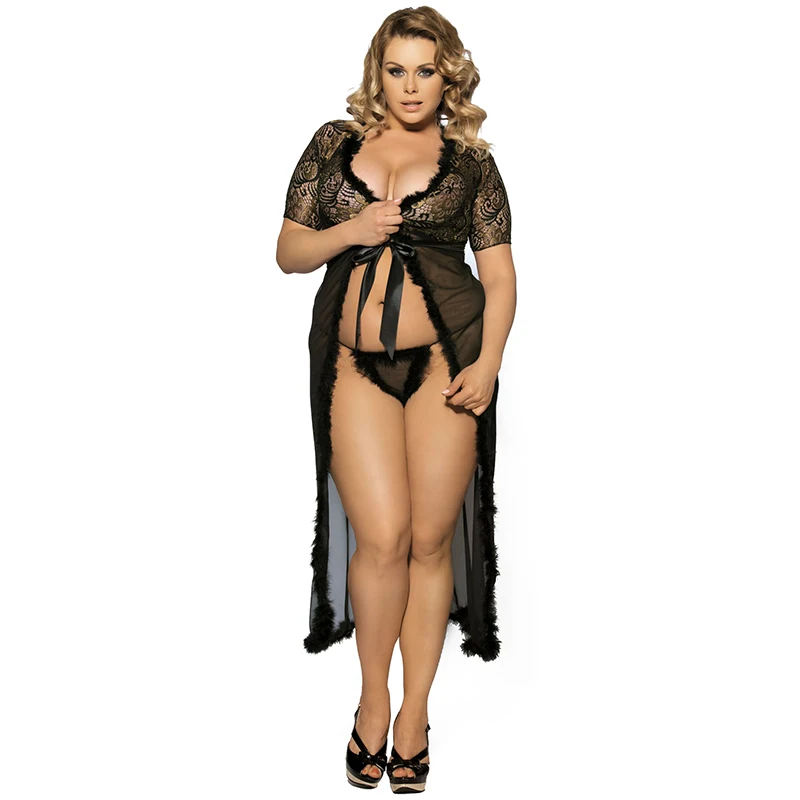 Plus Size Dress Sexy Lingerie See Through Short Sleeve Erotic Underwear Hollow Out Sexy Long Babydoll Dress + G string R80068
Plus Size Dress Sexy Lingerie See Through Short Sleeve Erotic Underwear Hollow Out Sexy Long Babydoll Dress + G string R80068