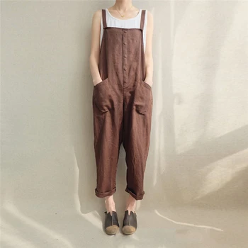 2019 Summer Women Overalls Cool Cotton Linen Jumpsuit Single breasted Casual Long Pants Sleeveless Jumpsuits Pocket Rompers 3XL
2019 Summer Women Overalls Cool Cotton Linen Jumpsuit Single breasted Casual Long Pants Sleeveless Jumpsuits Pocket Rompers 3XL
