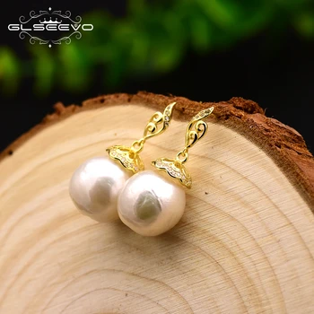 GLSEEVO 925 Sterling Silver Natural Baroque Round Big Pearl Drop Earrings For Women Gift Earrings Luxury Fine Jewelry GE0630
GLSEEVO 925 Sterling Silver Natural Baroque Round Big Pearl Drop Earrings For Women Gift Earrings Luxury Fine Jewelry GE0630