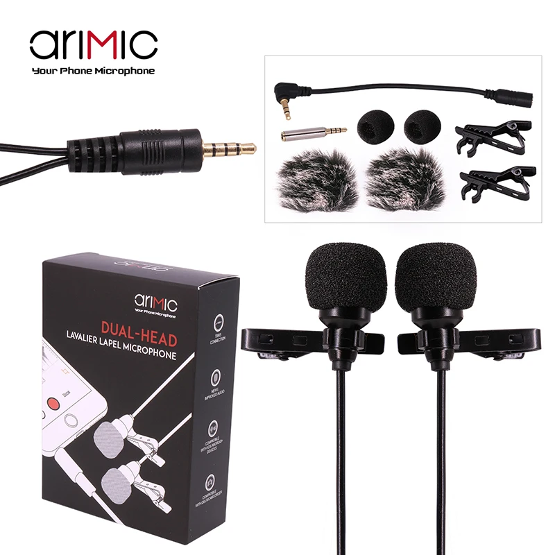 Ulanzi AriMic 6m Dual-Head Lavalier Lapel Clip-on Microphone for Lecture or Interview for Smartphone Mobile phone and Tablets
Ulanzi AriMic 6m Dual-Head Lavalier Lapel Clip-on Microphone for Lecture or Interview for Smartphone Mobile phone and Tablets