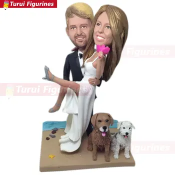 Beach Wedding Cake Topper Figurine With Pets Custom Personalized Bobble Head Clay Figurine Based on Customers' Photo Using As We
Beach Wedding Cake Topper Figurine With Pets Custom Personalized Bobble Head Clay Figurine Based on Customers' Photo Using As We