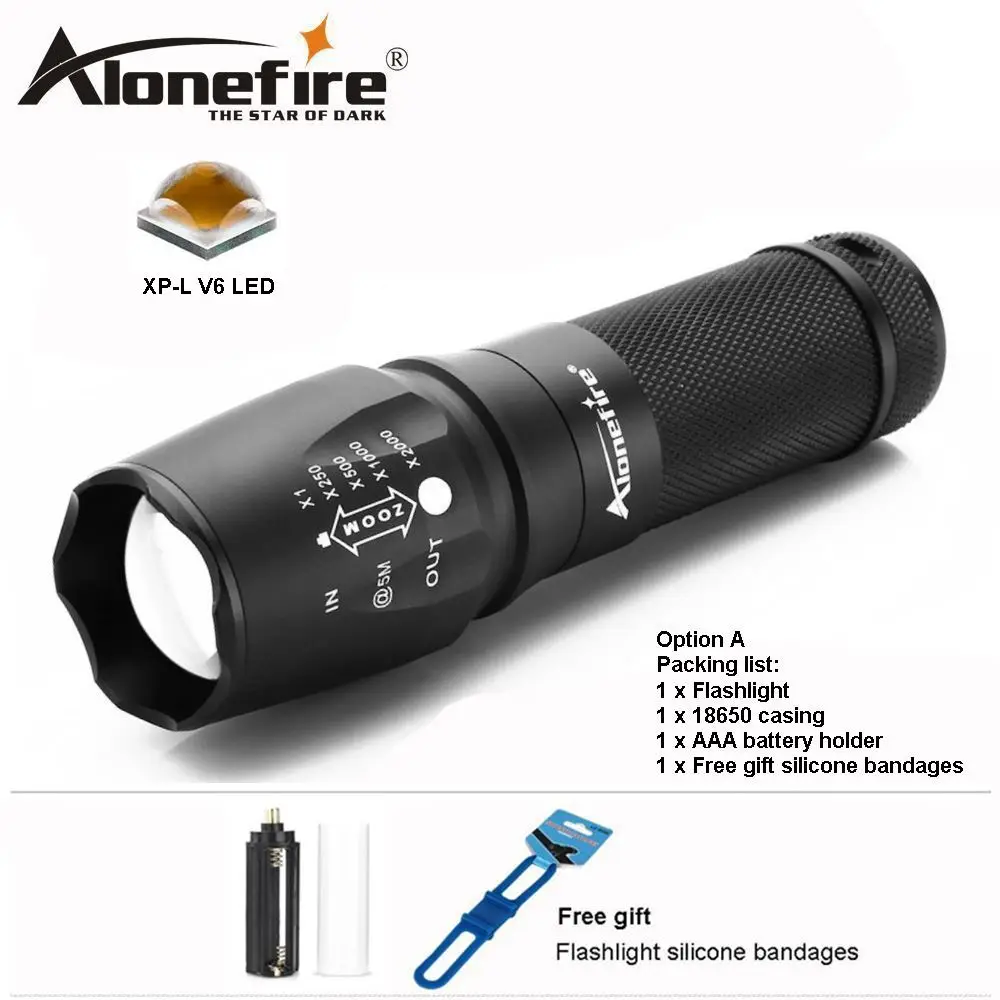 

AloneFire X800 CREE XP-L V6 T6 LED Tactical Flashlight bike Zoomable Spotlight Lamp lantern camping Torch for AAA 18650 battery