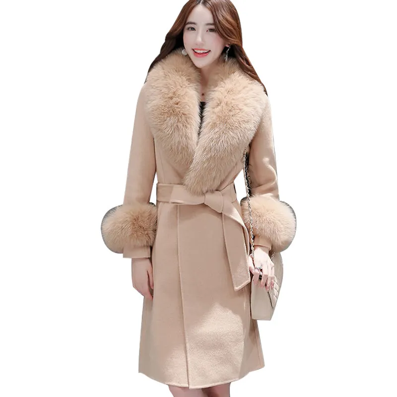 New Fashion Fur Collar Long Wool Coat Women Elegant Maxi Woolen Coat Manteau Femme Belt Warm Overcoat Autumn Winter Coat C4894
New Fashion Fur Collar Long Wool Coat Women Elegant Maxi Woolen Coat Manteau Femme Belt Warm Overcoat Autumn Winter Coat C4894
