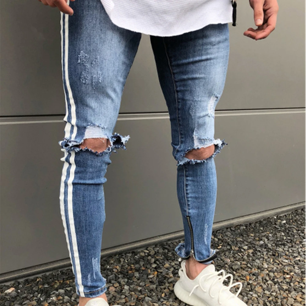 cropped ripped jeans men